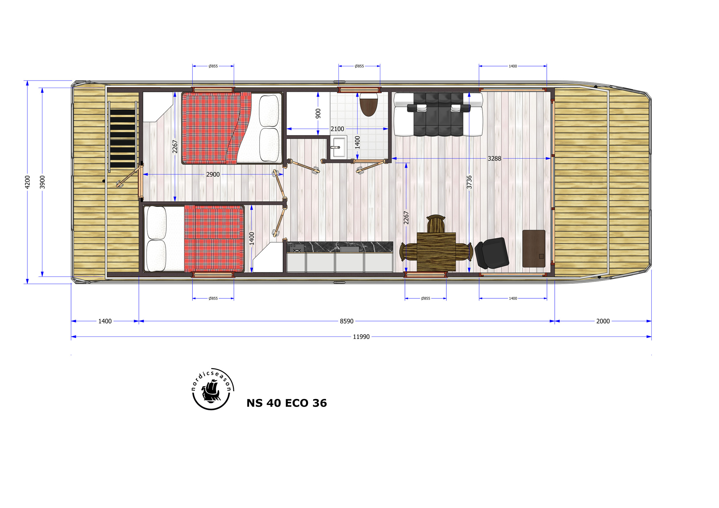 foto: 94 Nordic Season NS 40 Eco 36m2 Houseboat