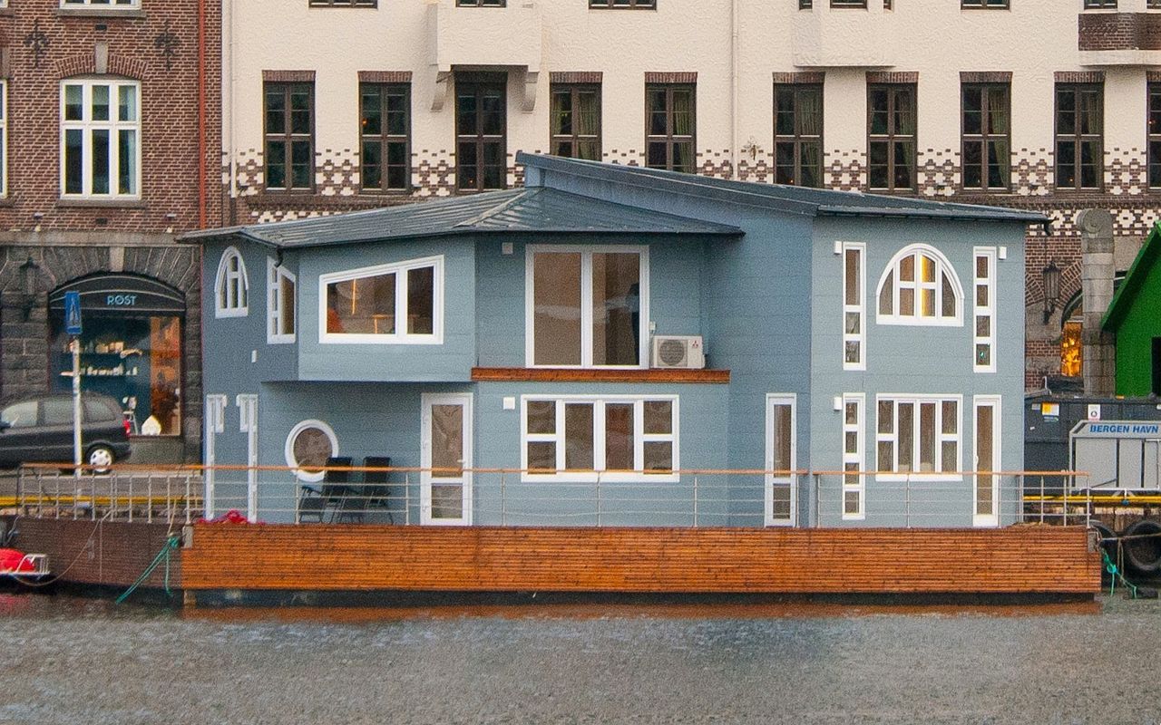 Grey Floating House Houseboat